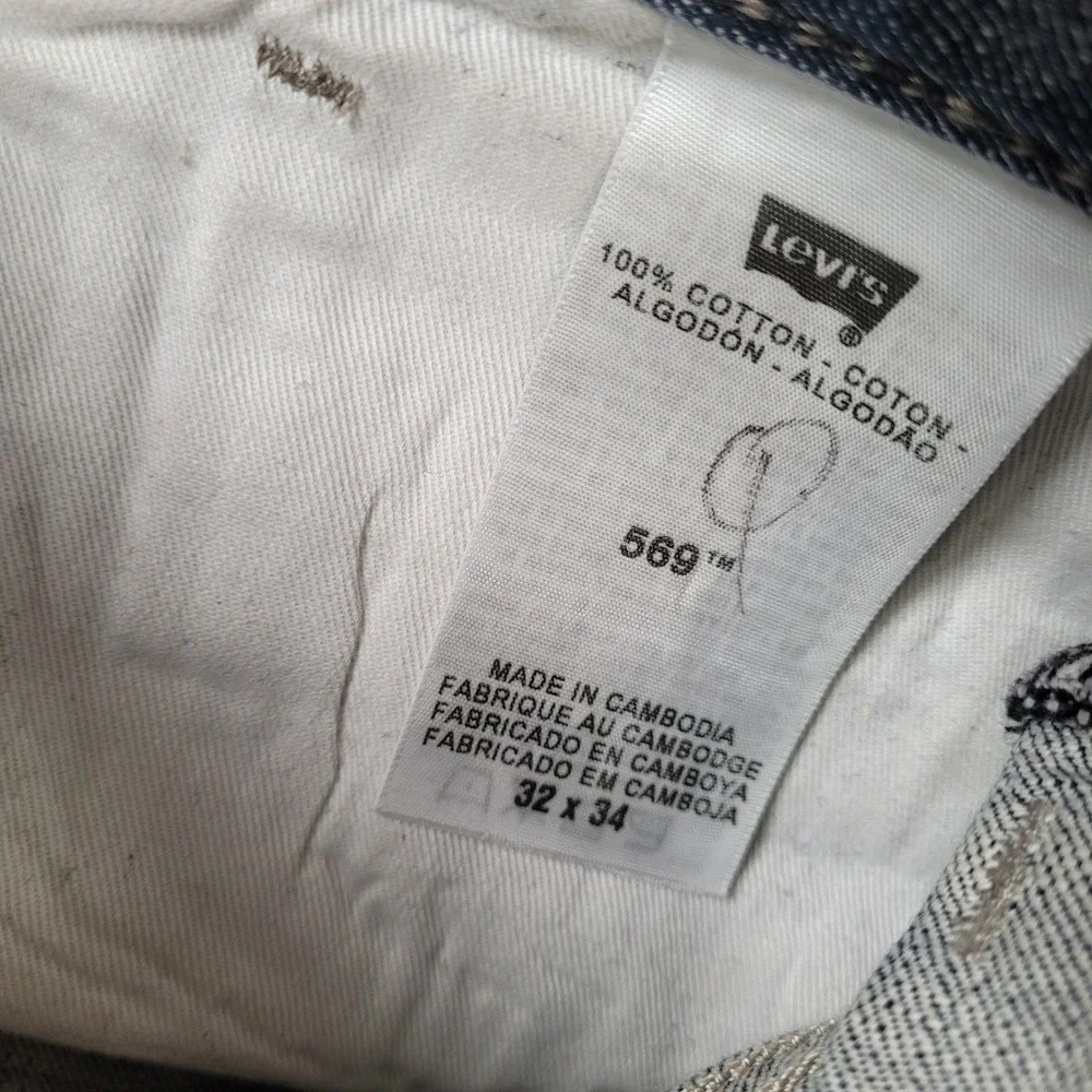 Vintage Levis 569 Jeans Men 35x32 Blue Loose Baggy Denim Flap Pockets Y2K Skater